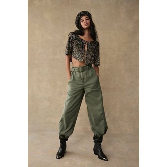 NWT FREE PEOPLE We The Free Sloane Belted Pants $148 X-LARGE Western Inspired - Picture 5 of 6